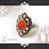 gloriæ 古董首飾 1920年 歐洲 Vintage 西洋 手工 紅瑪瑙 銀戒指