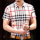 ZARA男士男装 2016夏季新款短袖格子衬衫 ZARA光丝棉商务休闲衬衫