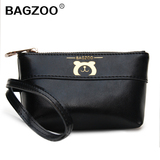 bagzoo原创2014女包新款韩版化妆包收纳包手拿包牛皮真皮小包包邮