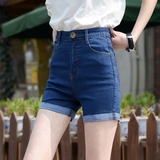 【天天特价】夏新款牛仔短裤女夏薄韩版高腰显瘦卷边大码百搭弹力