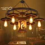 loft创意复古工业风吊灯餐厅酒吧台个性网咖啡服装店木艺齿轮吊灯
