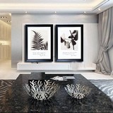植物黑白复古三联简约风格挂画卧室墙画美式欧式客厅装饰画HARBOR