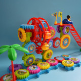 百变电动齿轮积木 儿童塑料遥控汽车益智拼插玩具组装 男3-6周岁