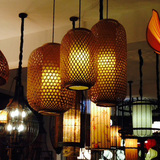 东南亚餐厅竹编吊灯中式宜家田园灯笼茶楼过道阳台中式餐馆吊灯