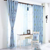 新品双面韩式蓝色全遮光布 卧室双层定制成品窗帘 客厅清新地中海