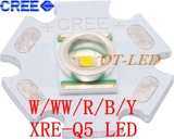 CREE XRE Q5灯珠 白光/暖白/红光/绿光/蓝光/黄光3W LED灯芯灯泡