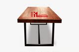 钢木结构桌实木台面桌子办公桌会议桌电脑桌餐桌新古典桌子
