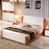 全实木床  1.8米中式双人床地中海1.5米婚床简约田园储物高箱床
