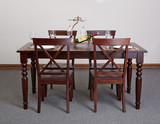 美式橡园全实木餐桌椅组合长方形餐桌红橡木餐桌椅1.4米1.6米饭桌