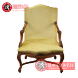 漫咖啡桌椅实木 欧式古董椅复古单人沙发椅老榆木咖啡厅沙发餐椅
