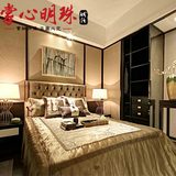 新中式实木单双人床欧式新古典软靠床样板房家具儿童床1.2 1.5米