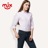 MJX2016春季新款纯棉白色加厚牛津纺长袖女衬衫修身打底女装衬衣