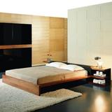 北欧挪亚家具D3系ZC2018ZEC胡桃色实木床榻榻米床头柜组合实木床