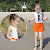 韩版童装潮女夏装亲子短袖女童中大童上衣小萝莉度假套装背心T恤