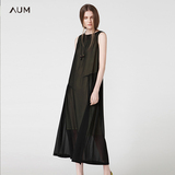 玛丝菲尔 噢姆AUM原创设计师女装夏新款黑色珍珠雪纺连衣裙