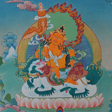 西藏喇嘛绘制 财宝天王唐卡  全手绘唐卡