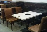 厂家直销大理石电磁炉不锈钢火锅桌 实木烧烤店烤肉店火锅桌椅