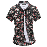 男士短袖衬衫2016夏装韩版时尚印花修身休闲发型师碎花半袖衬衣潮