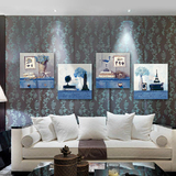 客厅装饰画现代简约沙发背景墙欧式地中海卧室壁画油画挂画无框画