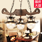 美式乡村木质酒吧吊灯复古loft咖啡厅装饰灯具东南亚餐厅灯饰9318