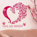 创意爱心墙贴卧室婚房墙面装饰品浪漫柜子贴纸 粉色个性墙上贴画