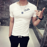 夏季男士短袖T恤衫韩版修身夜店潮流学生个性半袖紧身体恤衫男装