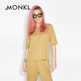 MONKI2016年春夏新品 纯色丝滑宽松休闲经典款中袖T恤0378081