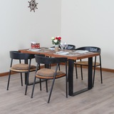 特价铁艺复古餐桌白色餐桌实木餐桌长餐桌椅子组装简约餐桌椅组合