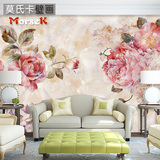 莫氏卡大型壁画客厅卧室背景墙纸玫瑰壁纸无缝壁画美式花卉