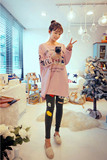 韩国pink睡衣女秋纯棉长袖可外穿卡通家居服春夏秋冬季版大码套装