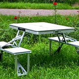 羽口儿户外折叠桌椅 便携式一体野餐桌 户外休闲展桌铝合金加强款