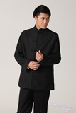 唐装男士长袖秋冬装外套中式礼服中老年加厚上衣 中国风M123黑色
