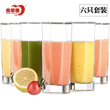 【天猫超市】青苹果恒威八角玻璃杯6只装320ml 水杯子果汁杯水具