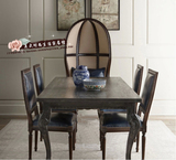 美式乡村复古餐桌 实木橡木长餐桌黑色环保餐台法式雕花桌子 特价