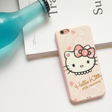 凯蒂猫iphone6 se手机壳4.7苹果6S plus手机壳Kitty猫钻纹浮雕壳