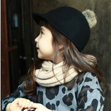 韩国新款儿童帽子秋冬天男女童小孩马术帽宝宝羊毛呢骑士帽子潮