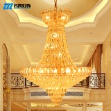 现代中式客厅灯饰  金色餐厅灯具 大型酒店水晶灯吊灯 复式楼梯灯