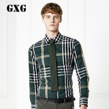 GXG男装[特惠]春季新品全棉格子衬衣潮 男士绅士休闲修身长袖衬衫