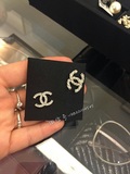 预定 法国专柜代购Chanel香奈儿大双c水钻耳钉金色银色A42175正品