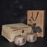 粗陶陶瓷茶叶罐 实木松木原木盒 茶叶礼盒包装盒批发定做印字