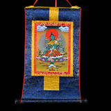 特价包邮 西藏藏传佛教用品镀金藏密唐卡佛像挂画绿度母长120cm蓝