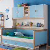 儿童衣柜床 组合储物床 实木多功能童床带柜床双层床白蜡木子母床