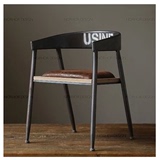 定餐椅复古真皮铁艺圈椅y椅/休闲椅/复古/咖啡椅吧椅