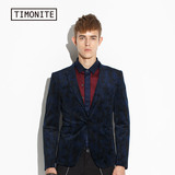 Timonite 青年男士小西装 修身西服 印花男装休闲外套