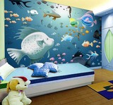 卡通可爱海底世界鱼群儿童房客厅卧室沙发电视背景墙壁纸大型壁画
