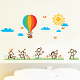 猴子气球 墙贴纸卧室客厅墙壁装饰贴画可爱小动物幼儿园教室墙贴