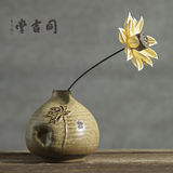 陶瓷窑变釉花插 日式粗陶小花瓶摆件 禅意台面创意摆件花器茶道