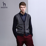Hazzys哈吉斯秋季男士新款长袖羊毛衫 修身英伦休闲针织开衫毛衣