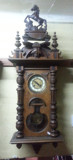 西洋古董钟表 收藏品 欧洲原产 实木雕花木楼2孔挂钟 (新到)