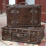 美式手提箱复古木箱子道具箱子 仿古皮箱做旧装饰品摆件橱窗陈列